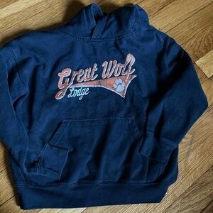 Kids vintage great wolf lodge hoodie navy size youth small fit is 5/6 normal use